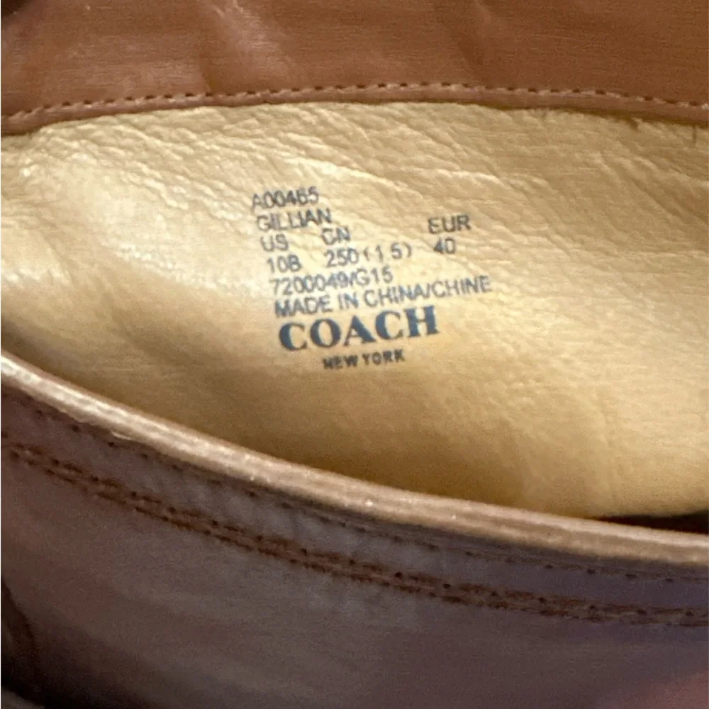 Coach Gillian Leather Saddle Brown Leather Ankle Boots Size 10 - Picture 6 of 8